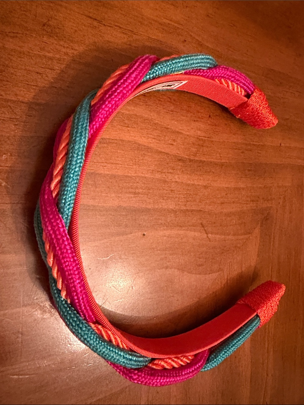 Vintage Leather Shop Woven Colorful Braided Headband in Pink, Teal and Orange